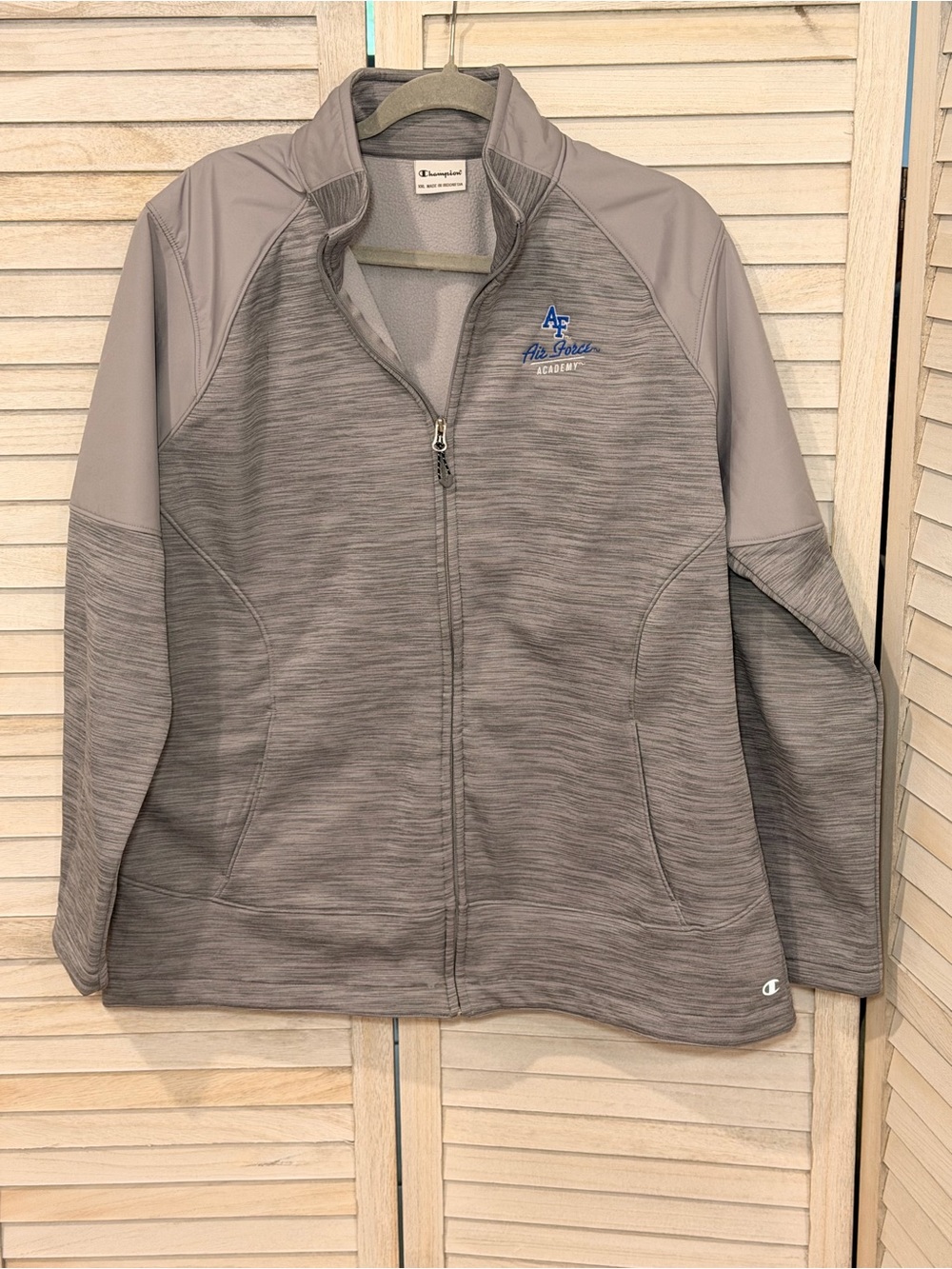 Champion Gray Full-Zip Performance Jacket with Blue Logo